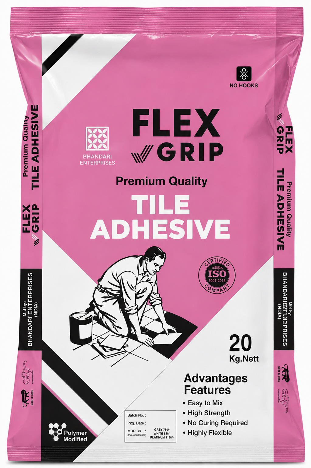 Flex Grip premium quality tile adhesive 20 kg pink pack